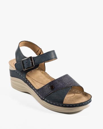 Sandale dama cu platforma Albastre din Piele Ecologica Zugy