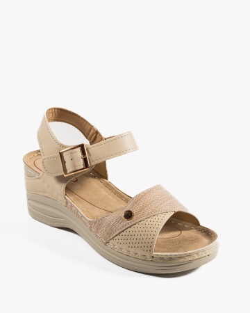 Sandale dama cu platforma Bej din Piele Ecologica Zugy - Img 5