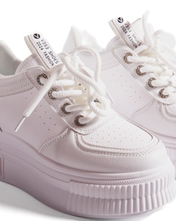 Sneakers dama albi cu platforma 7795 - Img 6