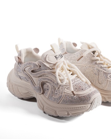 Sneakers dama bej cu talpa groasa 9839 - Img 6