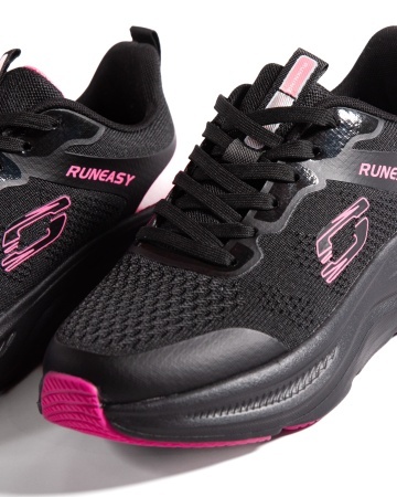 Sneakers dama negri cu roz din material textil F99296 - Img 6
