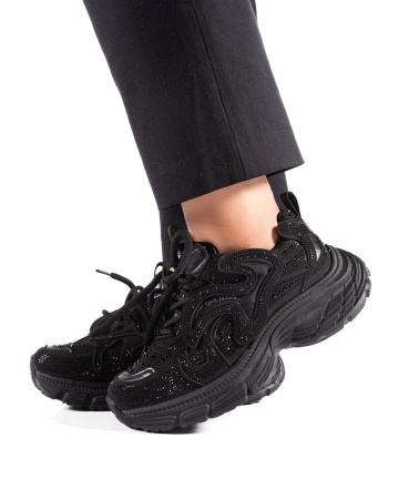 Sneakers dama negri cu talpa groasa 9839 - Img 3