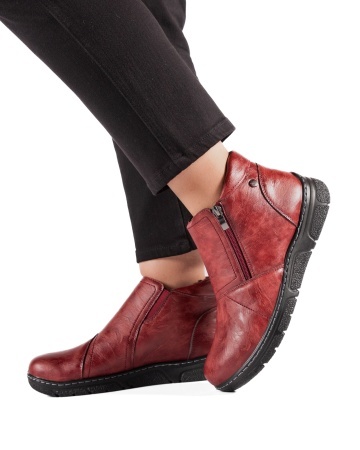 Ghete dama imblanite bordo din piele ecologica 1113-9