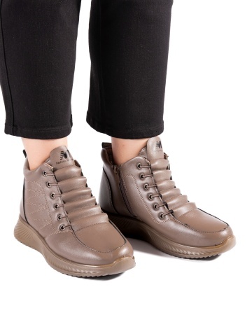 Ghete dama imblanite kaki din piele ecologica J21-15