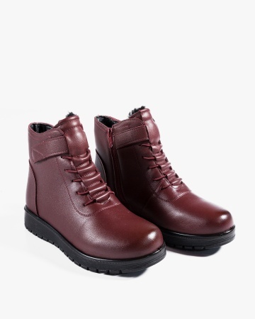 Ghete dama imblanite rosii din piele ecologica B01