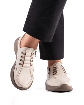 Pantofi dama casual bej din piele ecologica J12 - Img 2