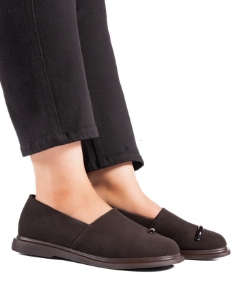 Pantofi dama casual maro inchis din piele ecologica LF01-2 - Img 4