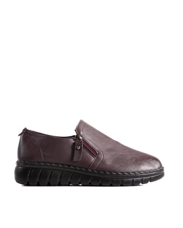 Pantofi dama casual mov inchis din piele ecologica 3215 - Img 5