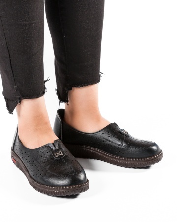 Pantofi dama casual Negri din Piele Ecologica Dzan - Img 2