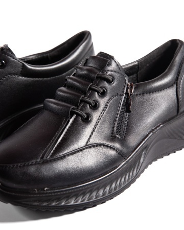 Pantofi dama casual negri din piele ecologica J12 - Img 7