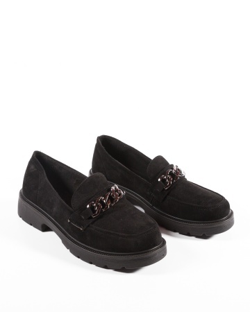 Pantofi dama casual Negri din Piele intorsa Ecologica Qina - Img 5