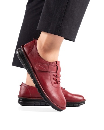 Pantofi dama casual rosii din piele ecologica D2506 - Img 3