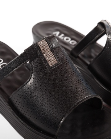 Papuci dama cu platforma Negri din Piele Ecologica Zug - Img 5