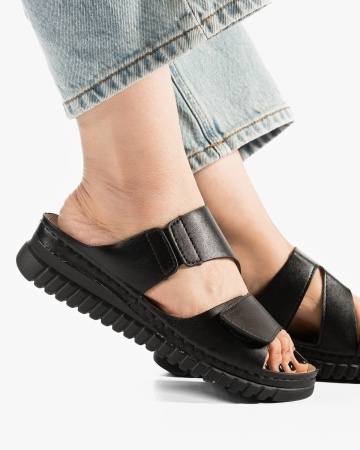Papuci dama Negre din Piele Ecologica Xizz - Img 3