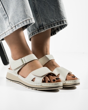Sandale dama Albe din Piele Ecologica Zoha - Img 2