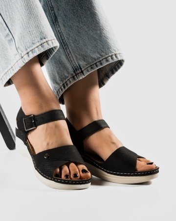 Sandale dama cu platforma Negre din Piele Ecologica Zugy - Img 2