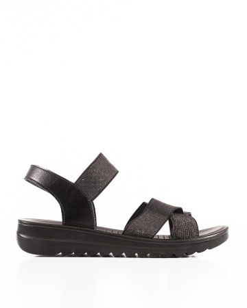 Sandale dama Negre glitter din Material elastic Yai