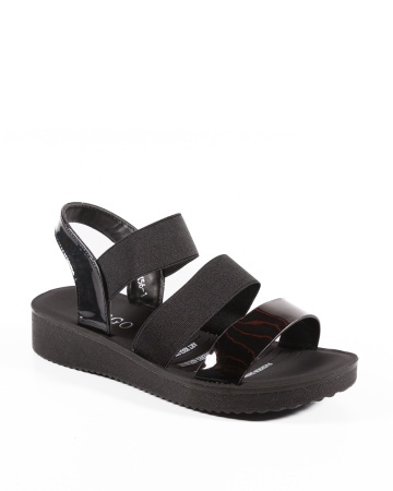 Sandale dama Negre lucioase din Material elastic Yiu - Img 6