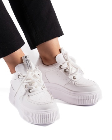 Sneakers dama albi cu platforma 7795 - Img 3