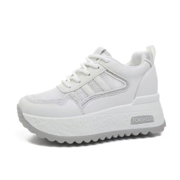 Sneakers dama albi respirabili cu talpa groasa 5829 - Img 6
