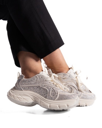 Sneakers dama bej cu talpa groasa 9839 - Img 3