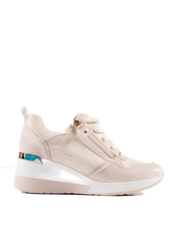 Sneakers dama cu platforma bej din piele ecologica HS-1 - Img 4