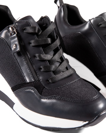 Sneakers dama cu platforma negri din piele ecologica HS-1 - Img 5