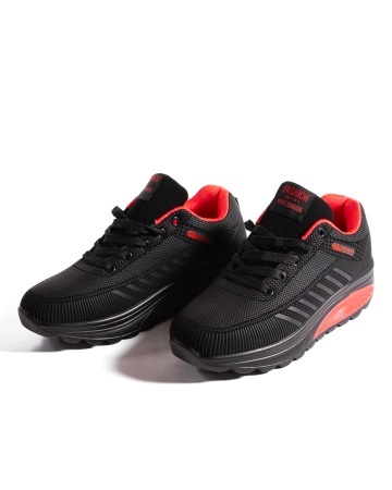 Sneakers dama negri cu rosu din piele ecologica C20 - Img 5