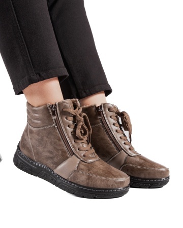 Ghete dama imblanite kaki din piele ecologica 1112-15
