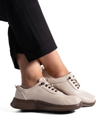 Pantofi dama casual bej din piele ecologica J03 - Img 4
