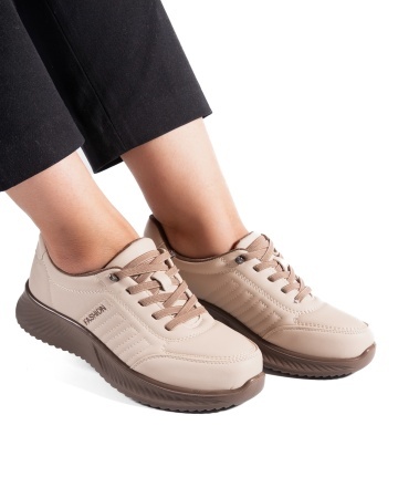 Pantofi dama casual bej din piele ecologica J15 - Img 3