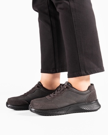 Pantofi dama casual gri din piele ecologica J62-7