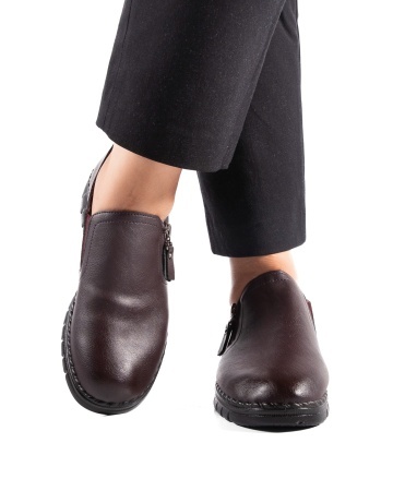 Pantofi dama casual mov inchis din piele ecologica 3215 - Img 2