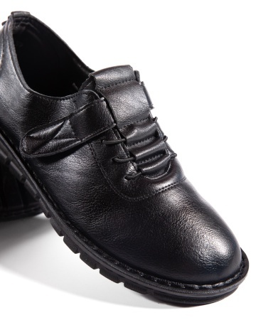 Pantofi dama casual negri din piele ecologica D2506 - Img 7