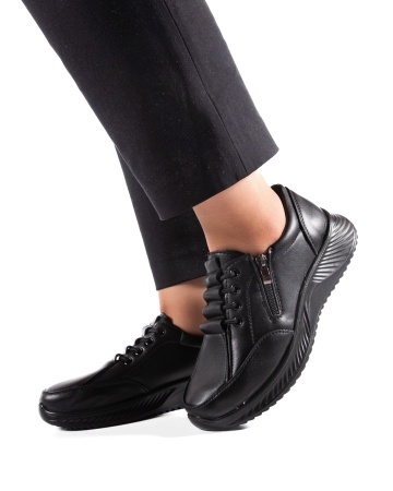 Pantofi dama casual negri din piele ecologica J12 - Img 4