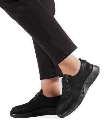 Pantofi dama casual negri din piele ecologica J63-1 - Img 2
