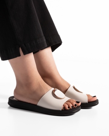 Papuci dama Bej din Piele Ecologica Shnn - Img 2