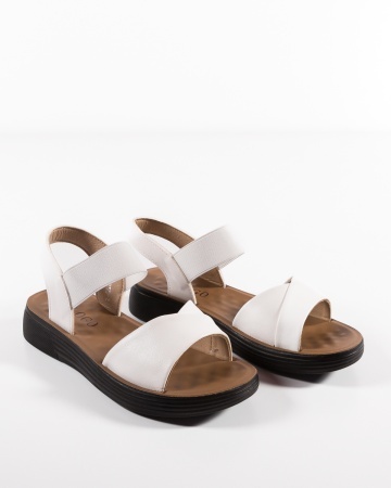 Sandale dama Albe din Piele Ecologica Jinf - Img 5