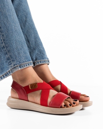 Sandale dama rosii din Piele Ecologica Jkk