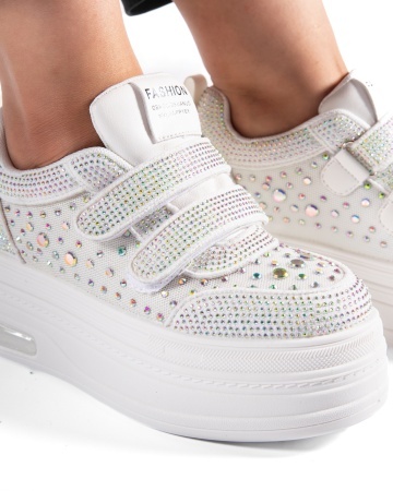 Sneakers dama albi cu platforma 6853 - Img 3