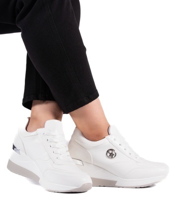 Sneakers dama cu platforma albi din piele ecologica HS-2 - Img 3