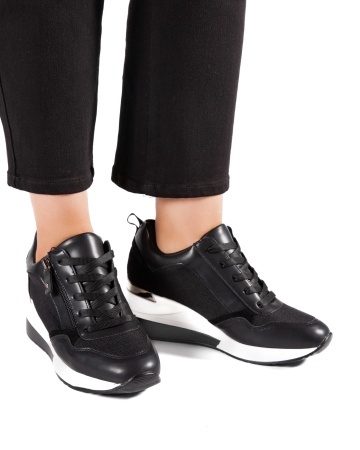 Sneakers dama cu platforma negri din piele ecologica HS-1 - Img 2