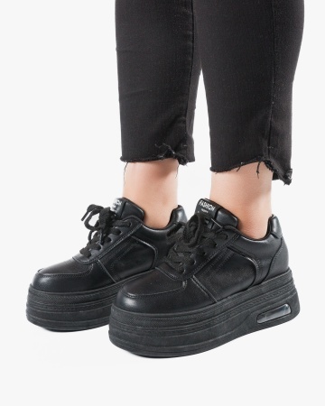Sneakers dama cu platforma Negri din Piele Ecologica Pac - Img 3