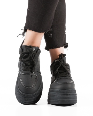 Sneakers dama cu platforma Negri din Piele Ecologica Pmal - Img 3