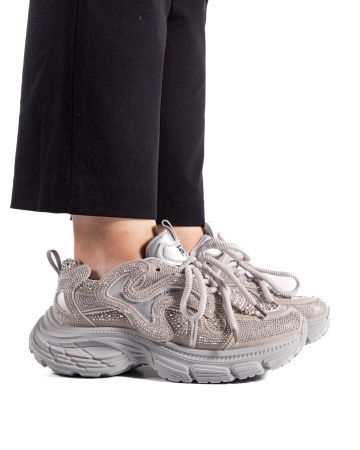 Sneakers dama gri cu talpa groasa 9839 - Img 5