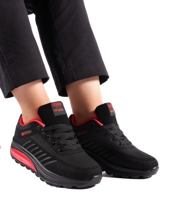Sneakers dama negri cu rosu din piele ecologica C20 - Img 2