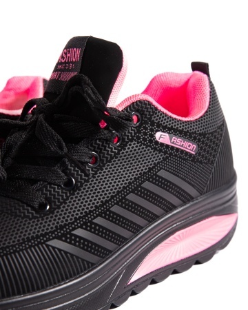Sneakers dama negri cu roz piersica din piele ecologica C20 - Img 6