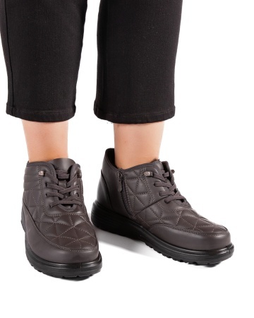 Ghete dama imblanite gri din piele ecologica G86-7