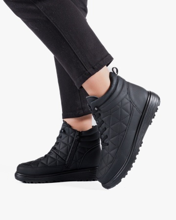 Ghete dama imblanite negre din piele ecologica G91