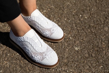 Pantofi dama Alb din Material texil dantelat Ecologic Vliz - Img 2